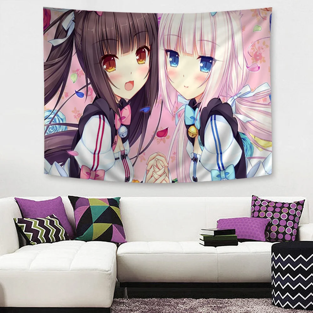 

N-Nekopara Printed Large Wall Tapestry Art Science Fiction Room Home Decor Decor Blanket