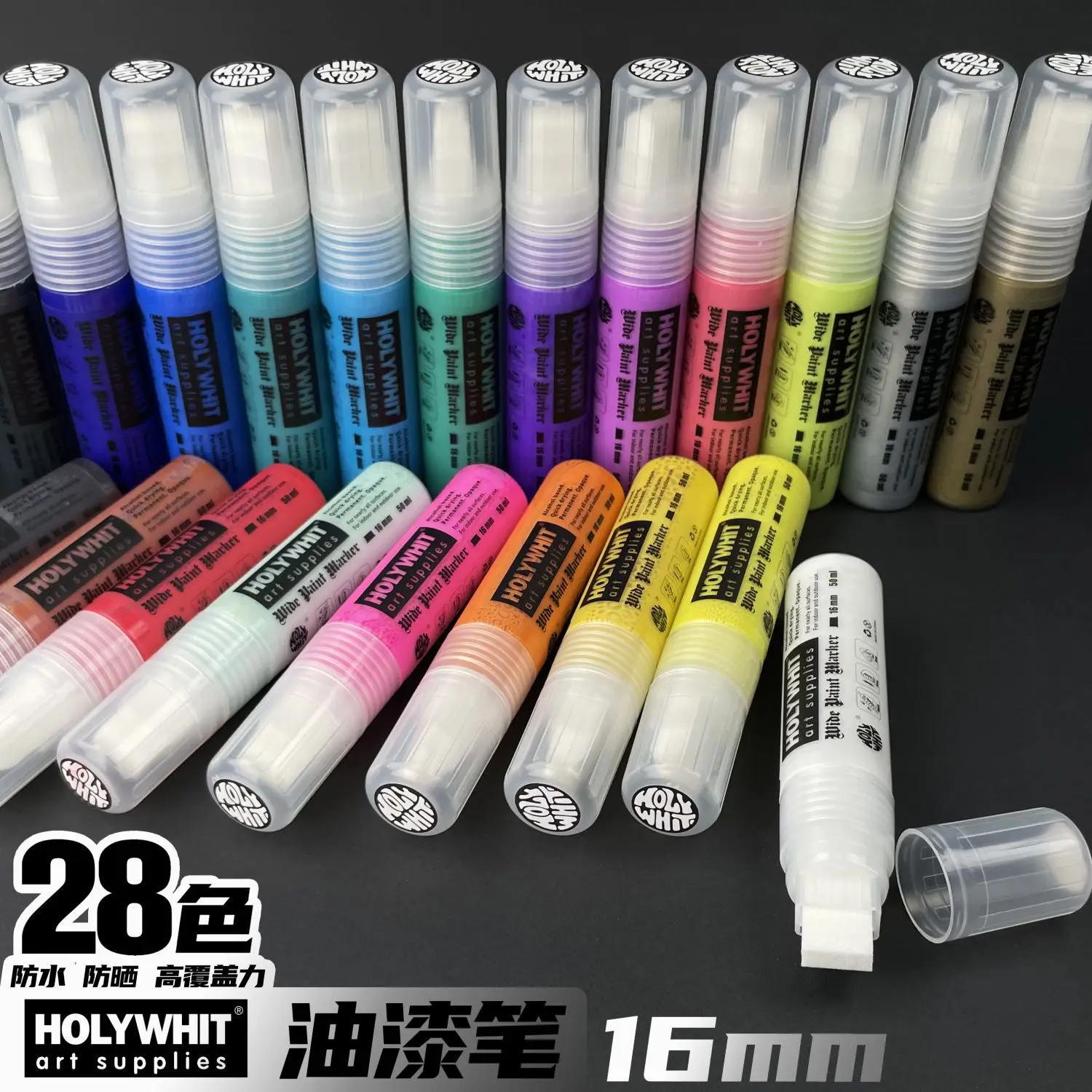 

1PC 50ML Colored Graffiti Flow Pen Paint Marker Signature Tire Pen 16MM Flat Tip Art Supplies Fluorescent Painting Writing