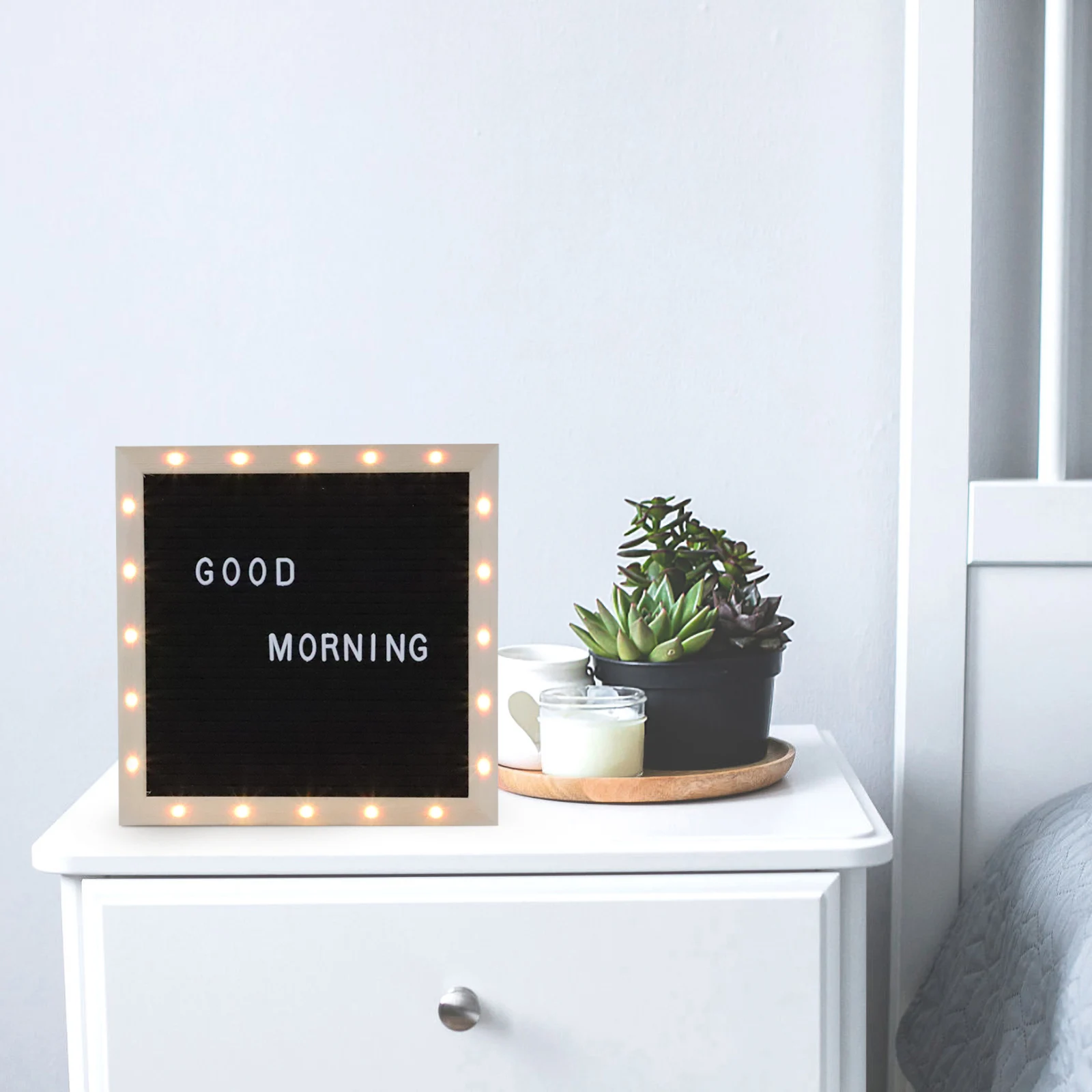 

LED Light Message Felt Letter Board Wood Material Kids Birthday Party Decor Gifts Reusable Creative Standing Game Board Premium
