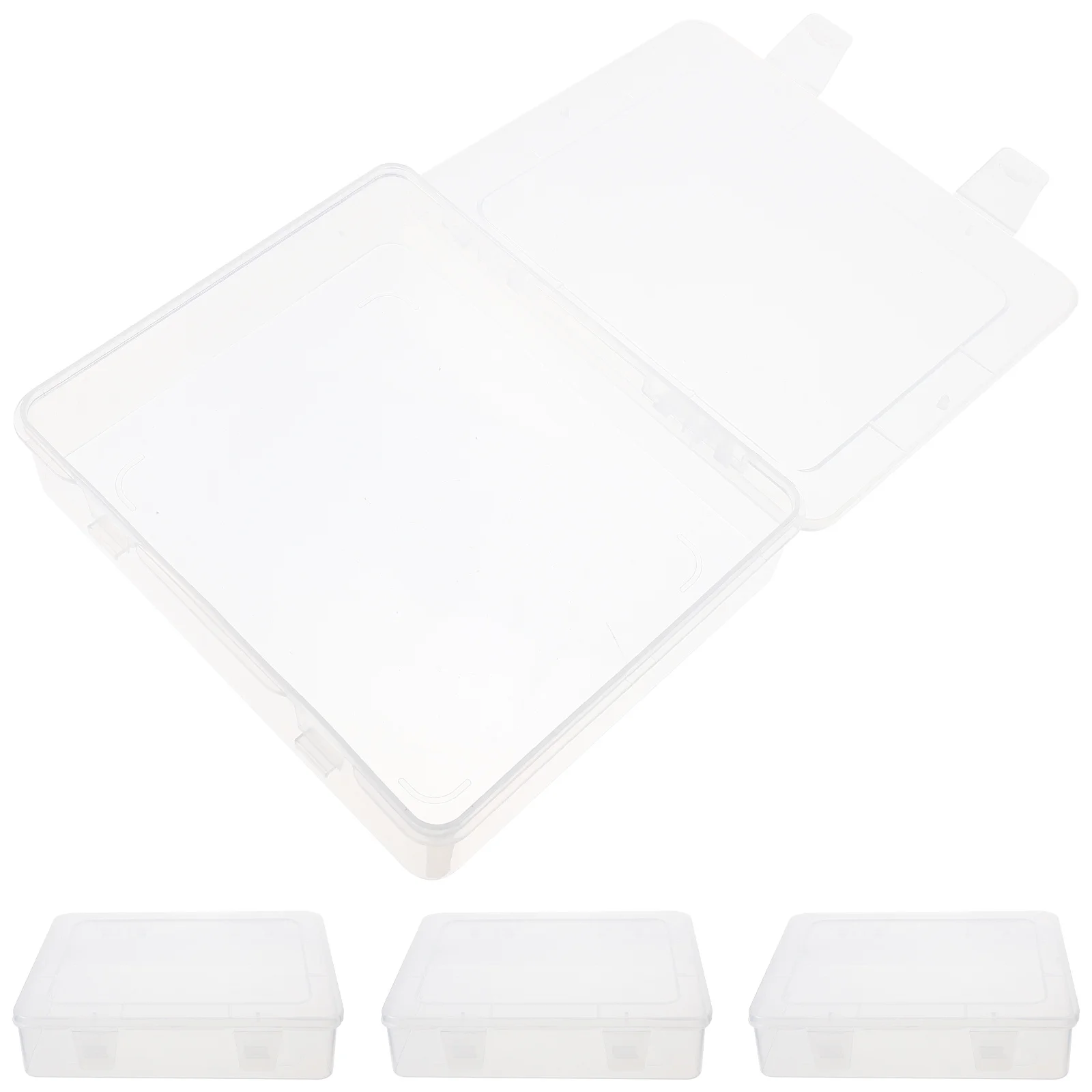 

4Pcs Storage Boxes with Lids Clear Organizing Bins for Small Parts Craft Supplies Office Desk Organizer Transparent Plastic