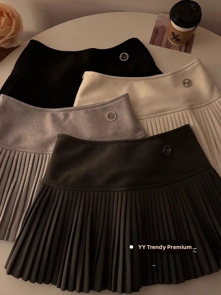 

High Waist Pleated Skirt Casual Loose Slimming ort Skirt for Women Girl Design Sensation Pure Desire f Body Skirt