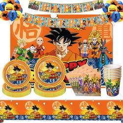 Suministros de fiesta de Dragon Ball Z para Baby Shower, juegos de platos y tazas de Mantel, globo de aluminio inflable de látex para niños, decoraciones de fiesta de amor