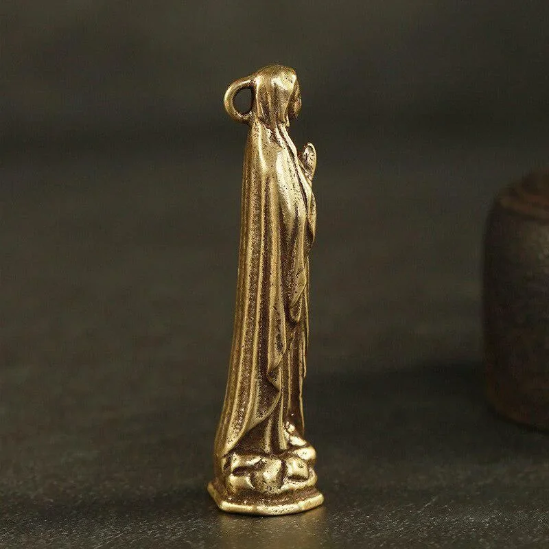 Immagine 6: Ciondoli e Portachiavi in Rame Puro Vintage con Figurine della Beata Vergine Maria, in Ottone, Religione, Fede, Buddha