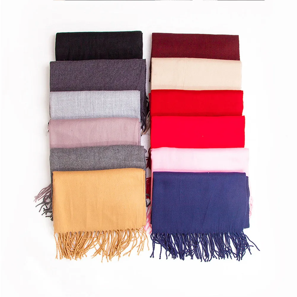 

1Pcs Oversized Solid Color Cashmere Imitation Fringe Scarf Shawl for Women Men Winter Autumn Warm Lightweight Multi-Functional
