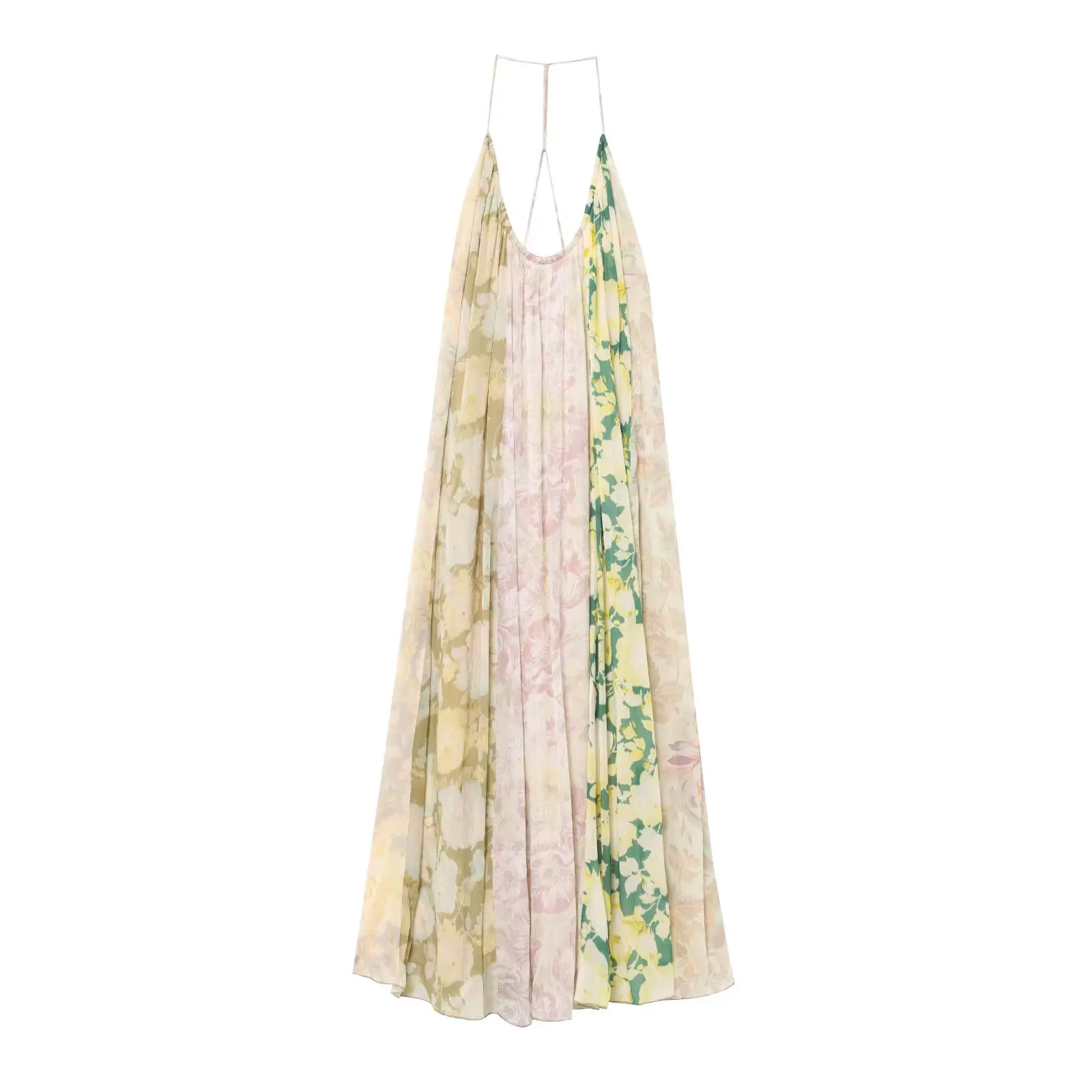 

PB&ZA Women's Halter - style Flowing Printed Midi Dress with Delicate Straps for Summer for a Stylish and Feminine Look