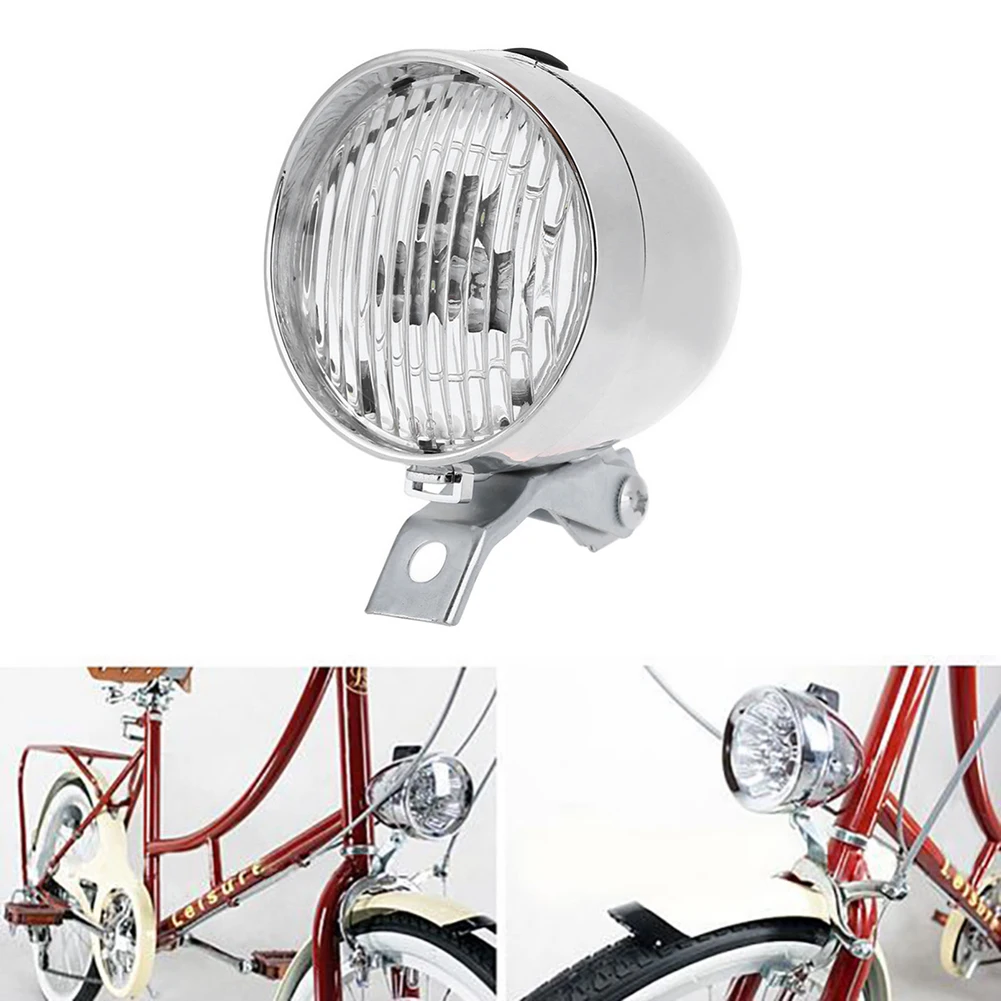 Night Riding Safety Warning Light Retro Bicycle Front Lamps ABS 3LED Battery Powered Bike Headlights Riding Accessories