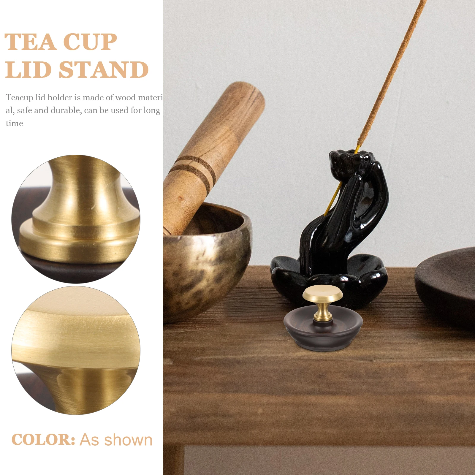 

Ebony Teapot Lid Rack Wooden Cup Holder Shelf Decorative Storage St Tea Ceremony Supply Kitchen Accessories Practical Long Use