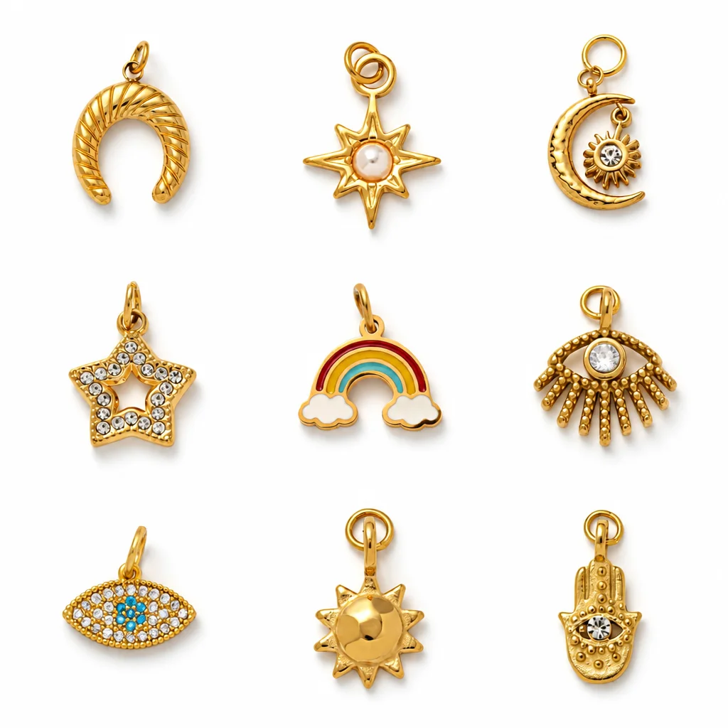 Modische, trendige, vielseitige DIY-Anhänger mit Sonne, Stern und Mond für Schmuck. – Detail 1