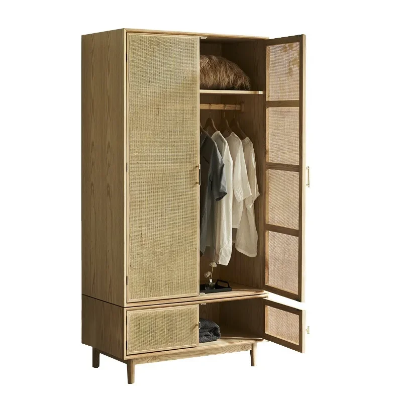 

Nordic household sliding door wardrobe simple modern solid wood wardrobe