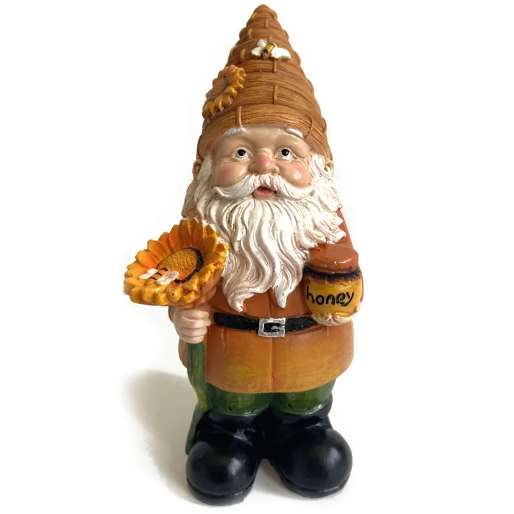 

1pc Fat Man Sunflower Gnome Dwarf Garden Resin Statue Ornament Outdoor Decoration Beekeeper Crafts