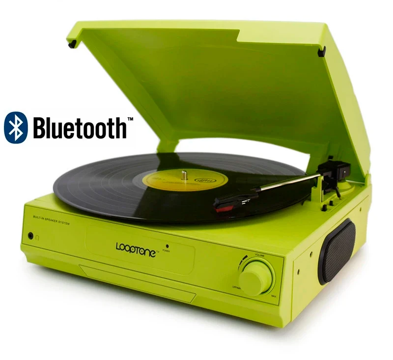 33/45/78 RPM Bluetooth Vinyl LP Record Player Turntable Built-in Speaker Headphone Jack&RCA Line-out AC110~130&220~240V