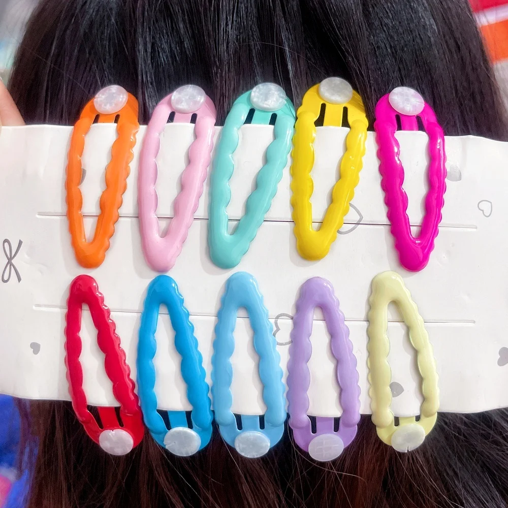 30pcs 5cm Candy Color BB Clip Wave Hairpins With Base Hair Clip Diy Girls Hairclip Jewelry Making Hairclip Accessories