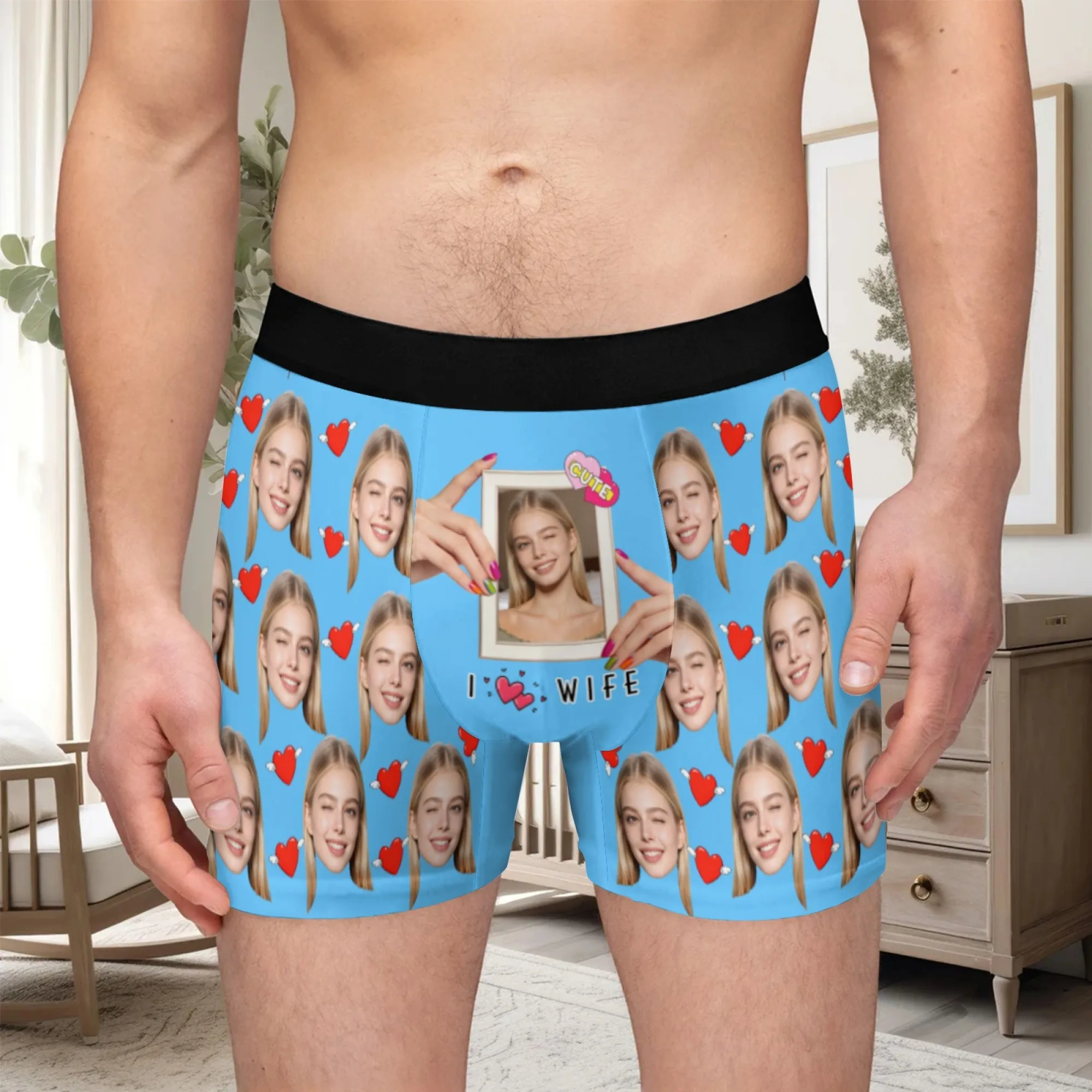 Personalized facial photos customized underwear  flat cornered men's Valentine's Day gift for husband  anniversary gift for fath