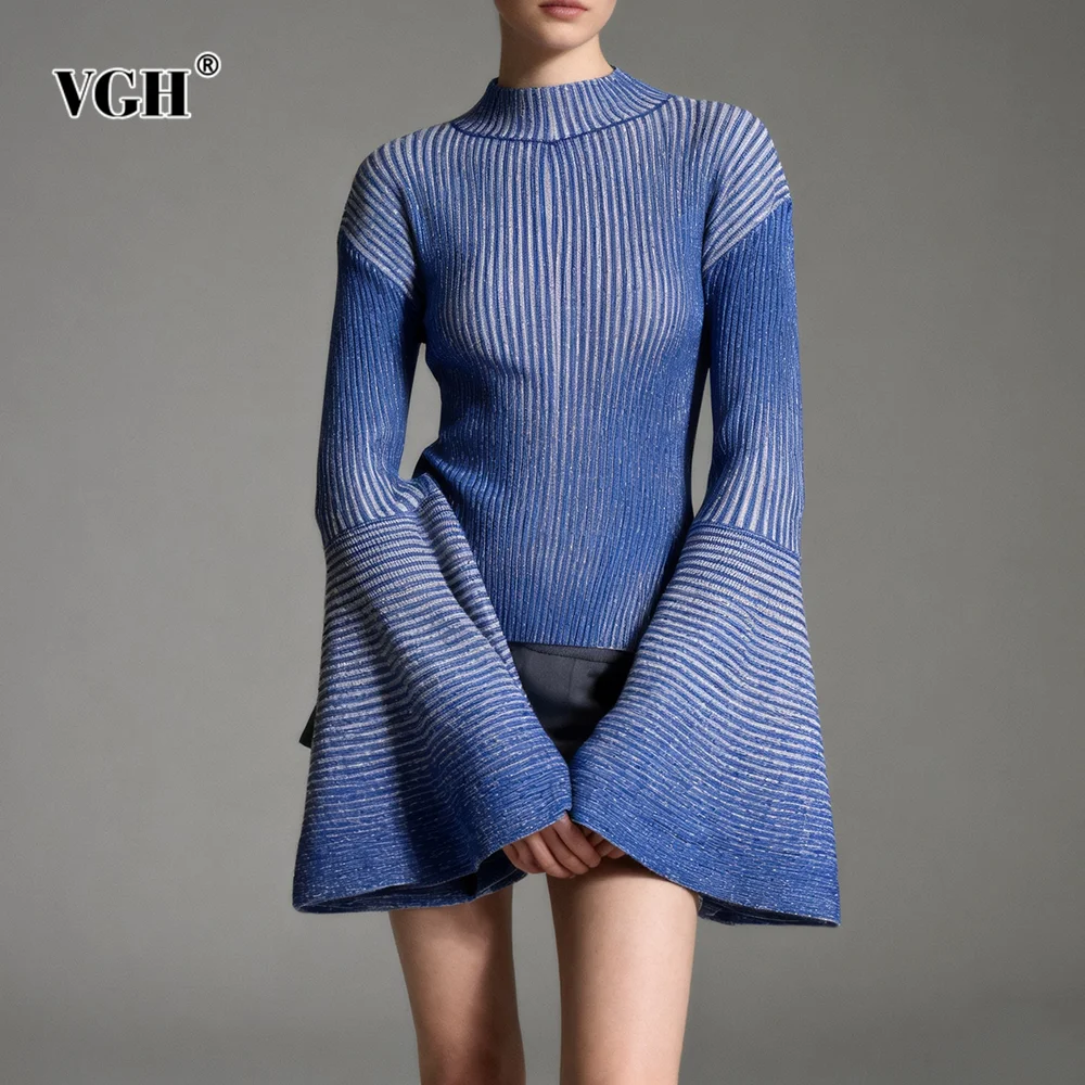 

VGH Дизайнерские свитера для похудения для женщин с воротником-стойкой и длинным рукавом Осенний темпераментный свитер хитового цвета Женский модный стиль Новый