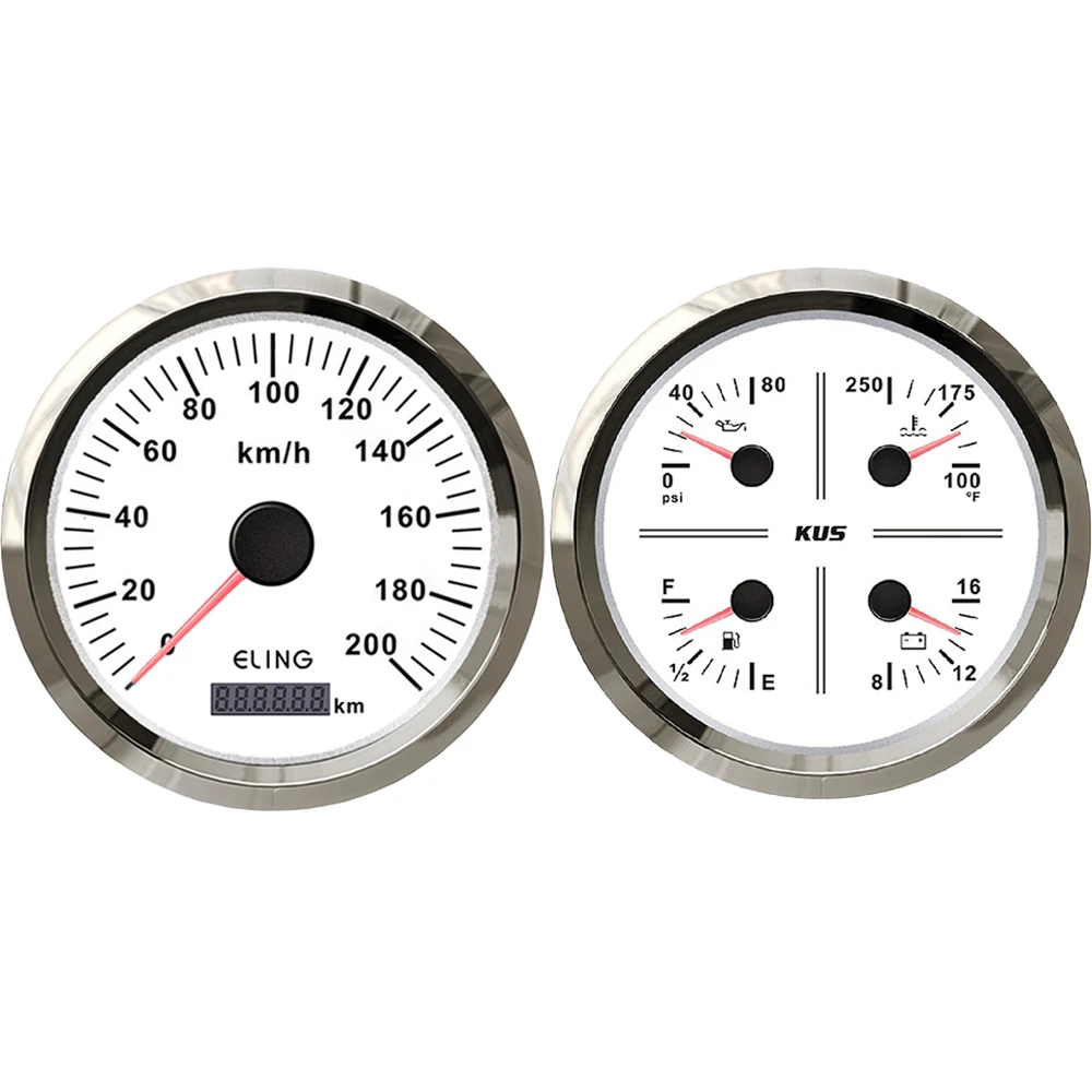 

ELING Waterproof 2 Gauge Set 110MM 0-200kmh GPS Speedometer + 4 in 1 Gauge Oil Pressure Water Temp. Voltmeter Fuel Level for Car