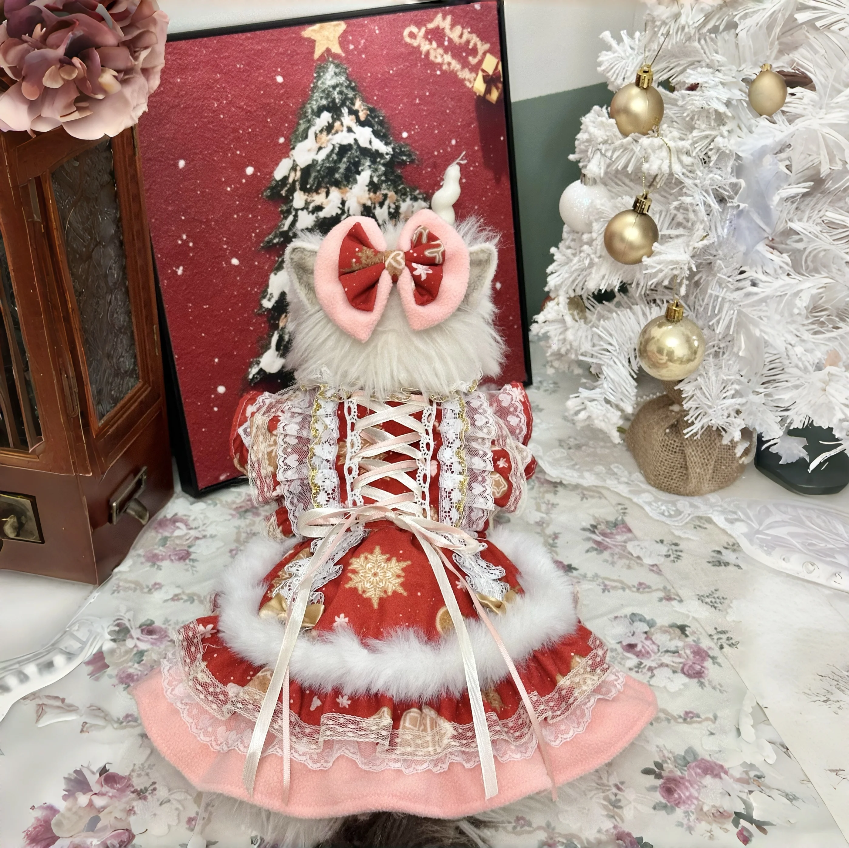 

Pet cat Dog Dress clothes,Elegant Dresses For Dogs cat,Puppy Outfits Partywear,Warm cat and dog clothing for autumn and winter