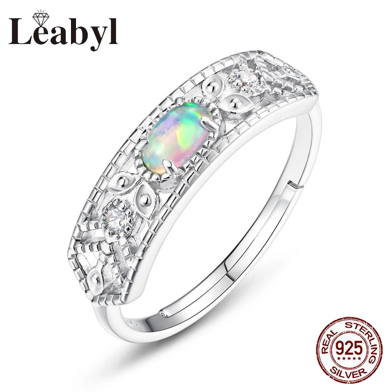 

Classic Water Drop Synthetic Opal Silver Rings for Women Gift Resizable 100% S925 Silver Fine Jewelry