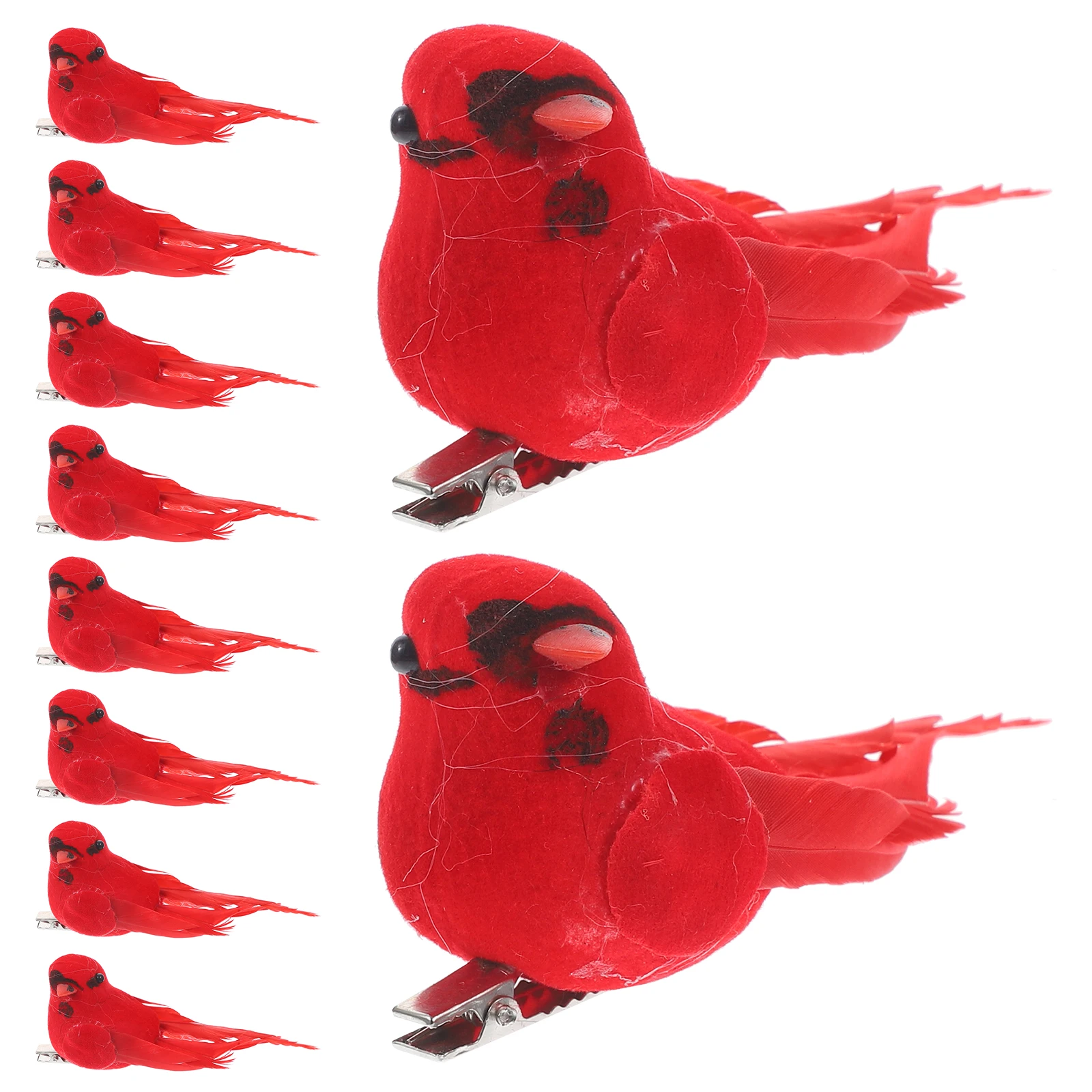 

10 Pcs Cardinal Tree Ornaments Christmas Accessories Red for Decorations Bird Birds