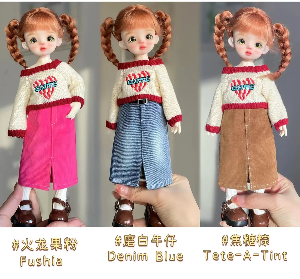 

BJD Blythe Clothes Skirt Retro Denim White/Corduroy 1/6 30cm Dolls (Fit Azone,ICY, JerryB, 1/6 Doll Accessories）