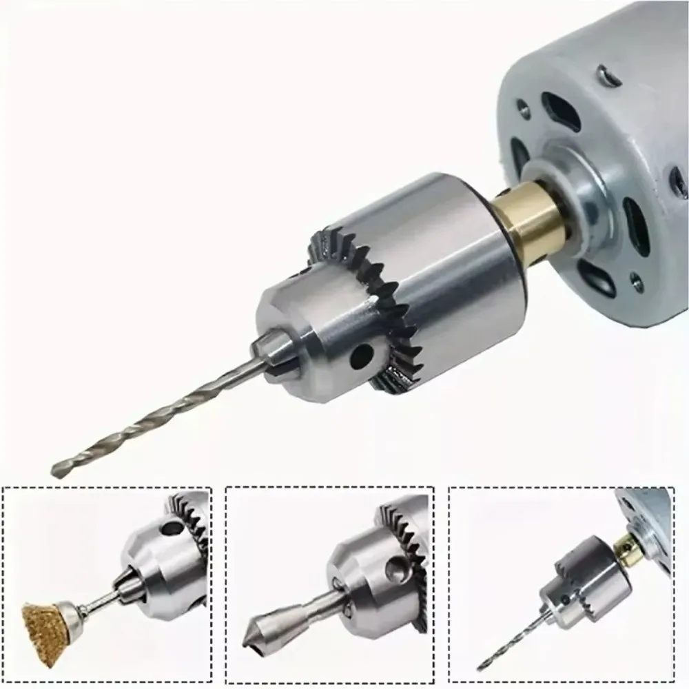 4Pcs/Set High Precision Drill Chuck Connecting Rod Shaft Sleeve Micro Drill Chuck Key Controlled Clamping Range 0.3-4mm