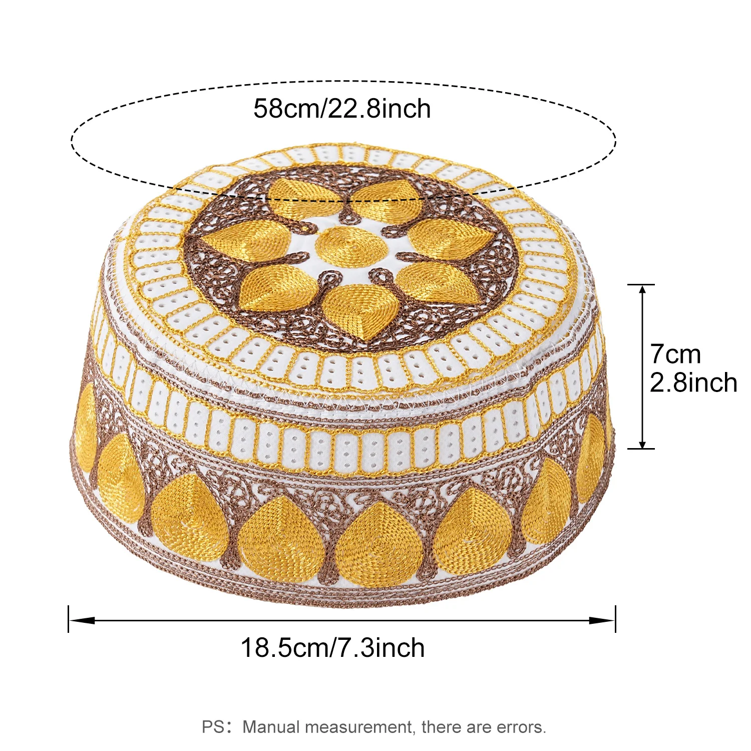 Nuovi uomini musulmani berretto di preghiera cappello di cotone ricamo per il tempo libero Arabia Saudita cappello islamico berretto da uomo foulard Topkippot turbante berretto saudita