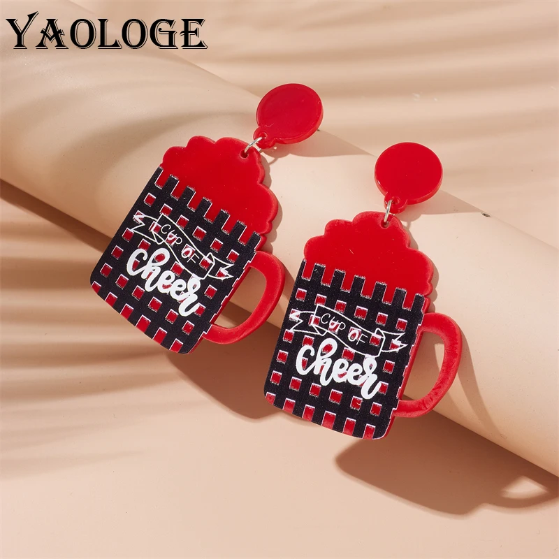 

Acrylic Women's Earrings Transparent Football Beer Cup Latte Coffee Cheers Pendant Earrings Fashion Creative Party Jewelry