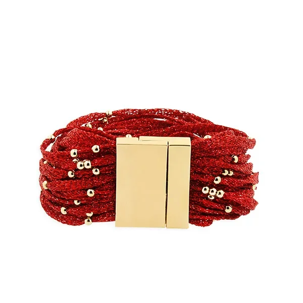 

Персонализированный золотистый браслет-шнурок с бусинами и магнитной застежкой для женщин, модный многослойный браслет-шнурок с подвесками, ювелирные изделия