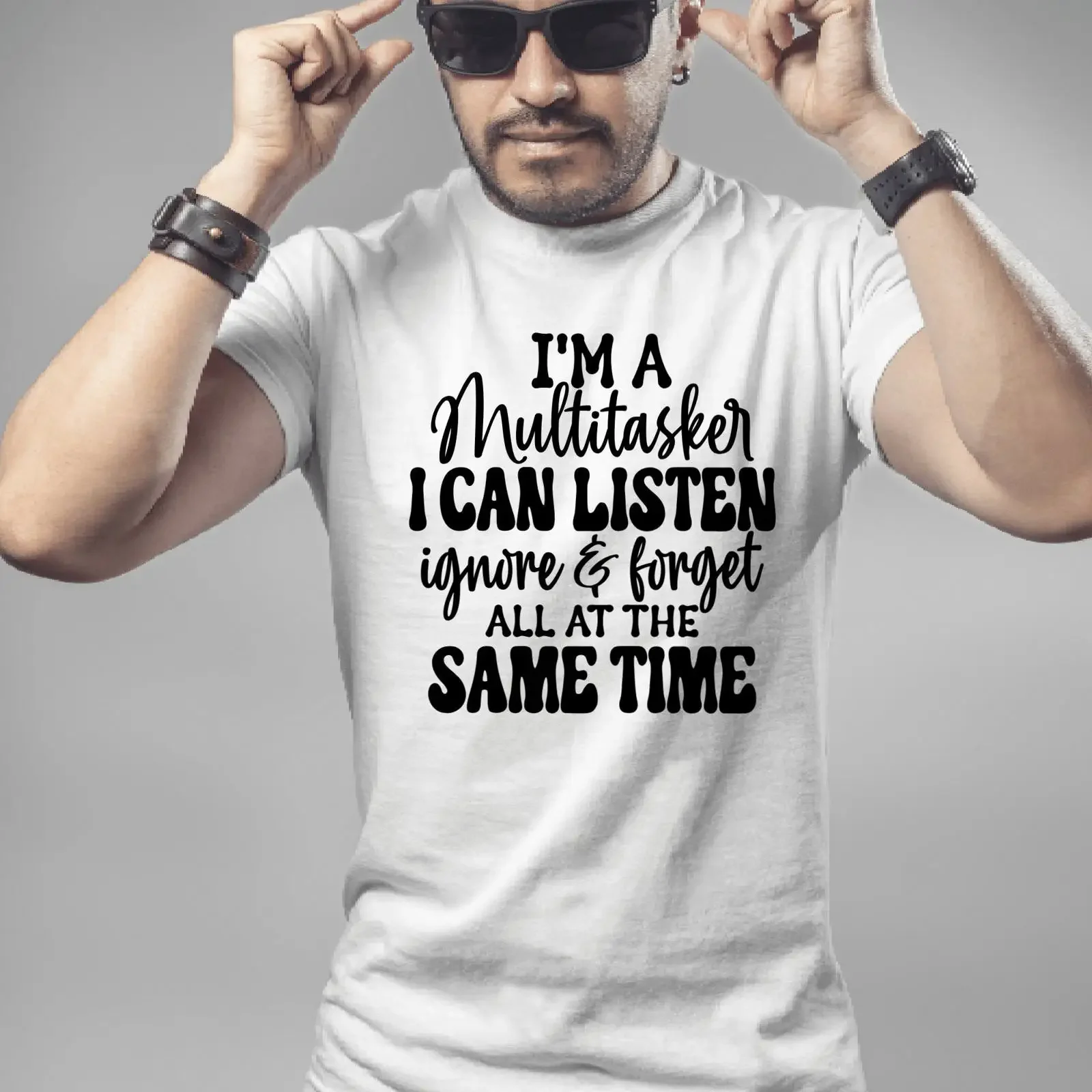 I'm A Multitasker I Can Listen Ignore Forget Sarcastic Funny Men's T Shirt Sassy Casual Groovy vintage Washed