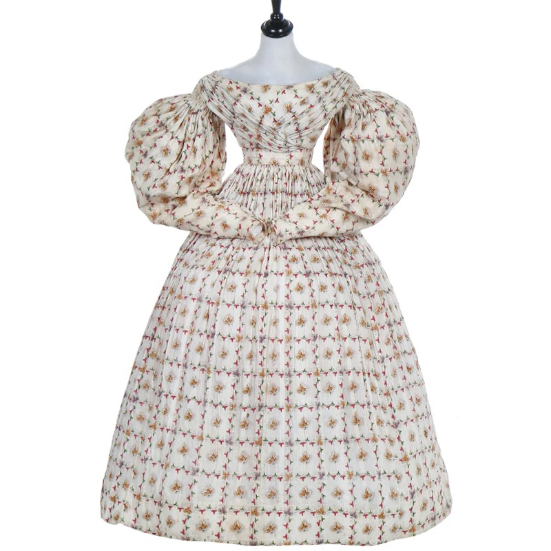 

Custom Made Vintage Victorian Floral Puffy Sleeves Dress Women Early 1800s Long Sleeves Southern Belle Tea Gown