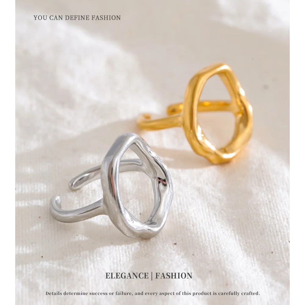 NiNice Size 7 Stainless Steel Round Open Ring Rust Proof Metal Distinctive Minimalist Attractive Jewelry for Women Wholesale