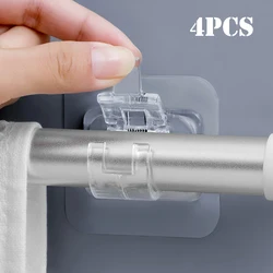 2/4pcs Hooks Adjustable Curtain Rod Holder Clamp Hooks Rod Bracket Holders Fixed Clip Home Storage Hook Bathroom Accessories