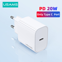 USAMS USB C Charger 20W Portable Phone Charger Support Type C PD Fast Charging Charger For iPhone 15 14 13 12 Pro Max Tablets