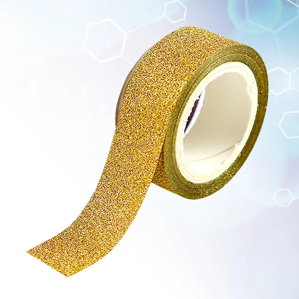 Golden Glitter Washi Tape Stickers Lightweight Easy Use DIY Decorative Label Craft Adhesive Paper Masking Tapes for Diary