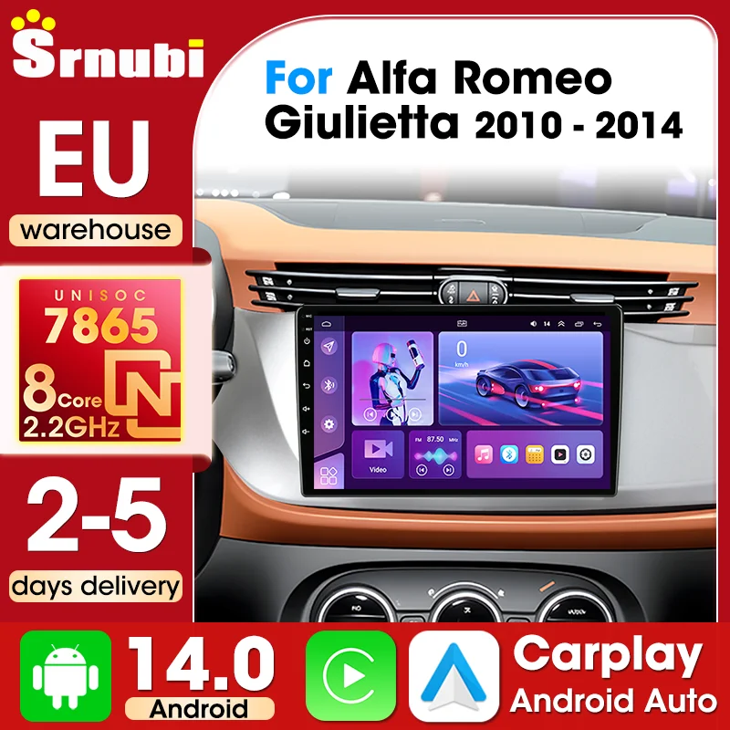 Autoradio Srnubi pour Alfa Romeo Giulietta 2010 2011 2012 2013 2014, lecteur multimédia sans fil Carplay Android Auto, navigation GPS, écran QLED 9 pouces 2 Din DSP