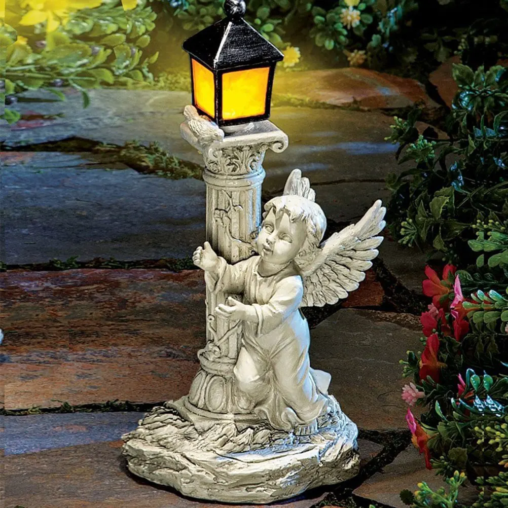

1pcs Solar Angel Statue Resin Garden Decor Outdoor Light Up Ornament For Yard Park Patio Landscape Solar Glowing Decoration