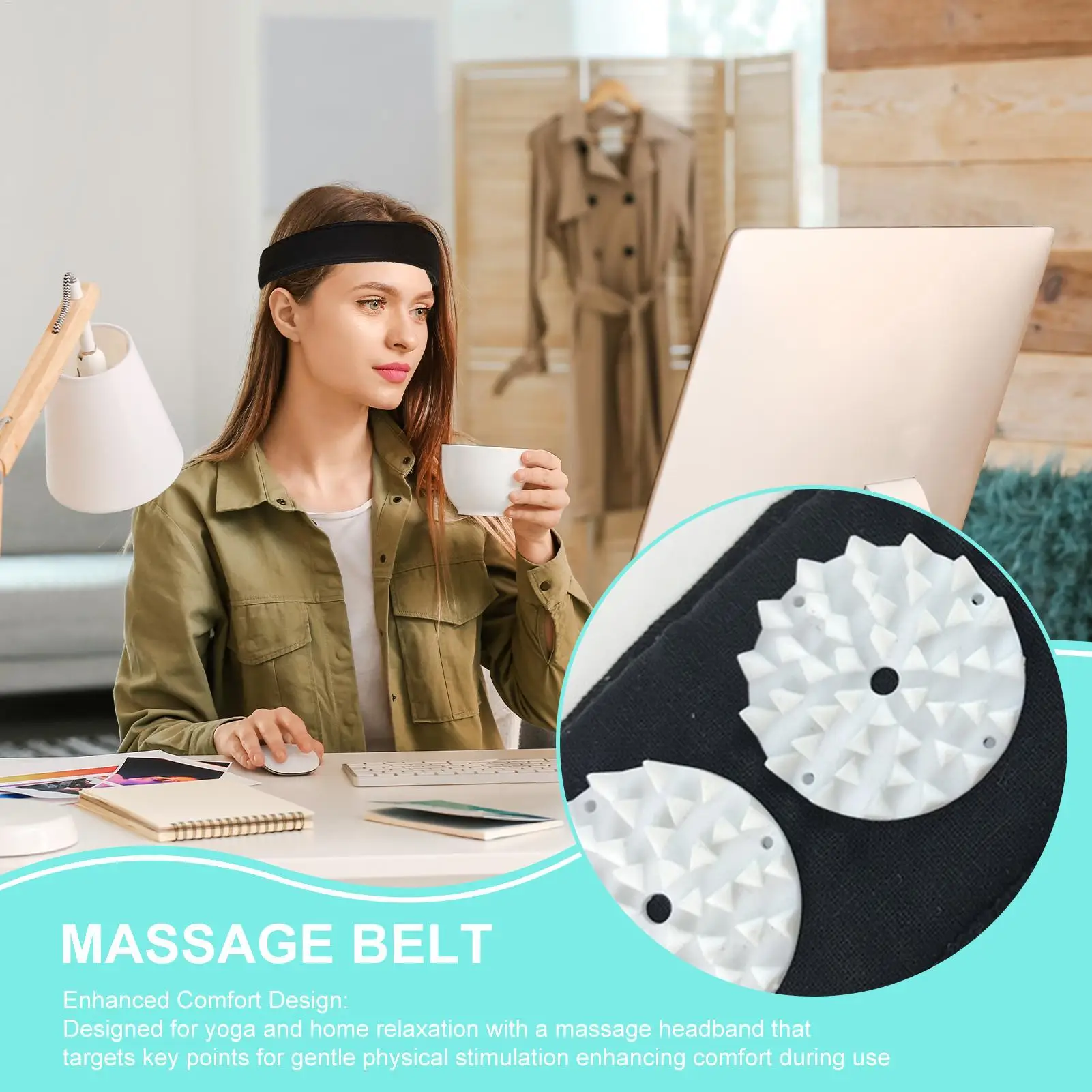 

Head Massage Tool Head Facial Skin Lift Tool Comfortable Adjustable Portable Headband For Men Home Women Relaxation Recovery