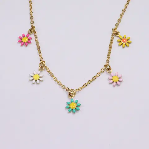 10/20pcs 스테인레스 스틸 패션 쥬얼리 에폭시 꽃 매력 액세서리 목걸이 손으로 만드는 진공 도금 방수
