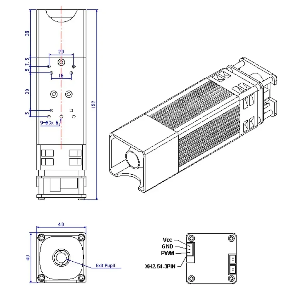 High Power 80W Laser Module, Laser Head, Professional Cutting Module, Cutting 8mm Plywood At Once By Adjusting Wooden Tools