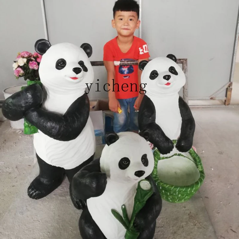 J1  Simulation Animal Giant Panda Sculpture Ornament Outdoor Gardening Garden Landscape Cartoon Ornament