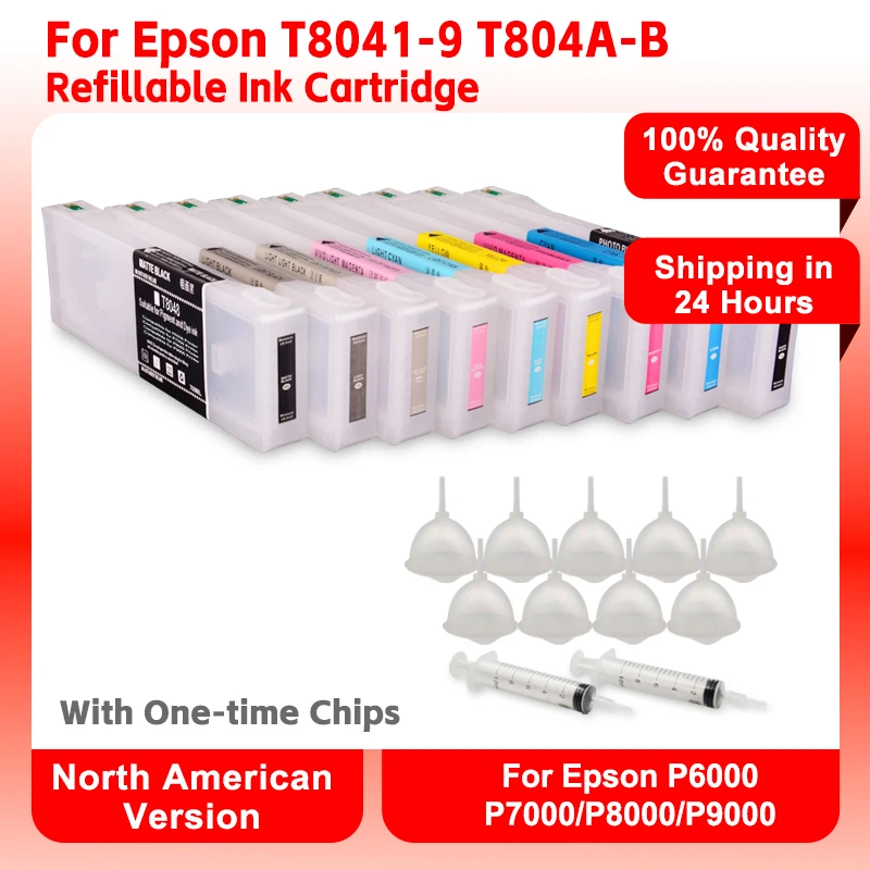 

GACINK For Epson T8041-9 T804A T804B Empty Refillable Ink Cartridge With Chip For Epson P6000 P7000/P8000/P9000 Printer