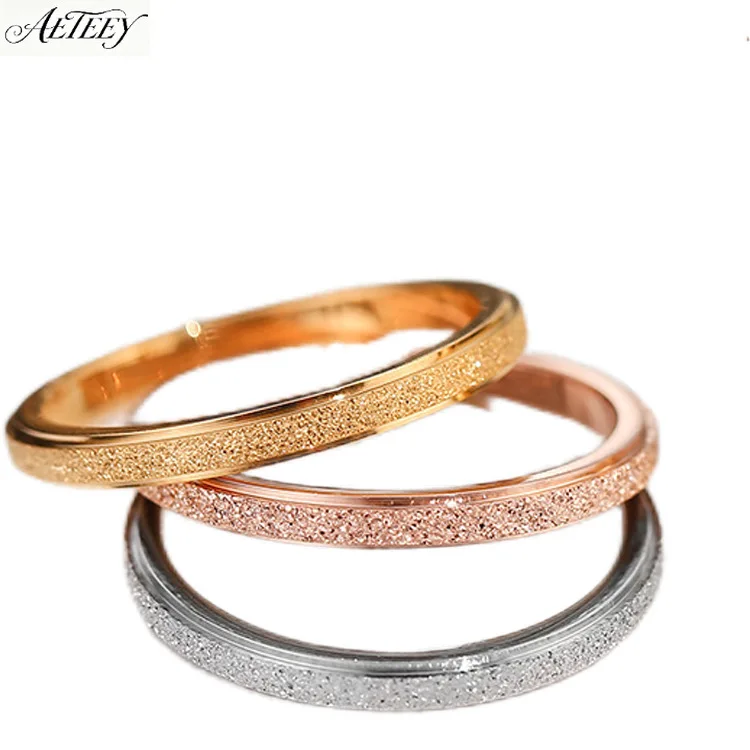 AETEEY Rose Gold Plain Band Ring Minimalist Cold Style Light Luxury Niche Women Index Finger Jewelry