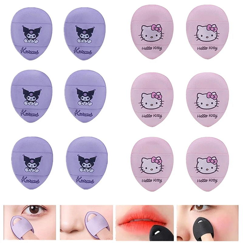 6pcs Sanrio Hello Kitty Kuromi Thumb Cushion Puff Finger Puff Fingertip Mini Beauty Makeup Sponge Cosmetic Puff Beauty Tools