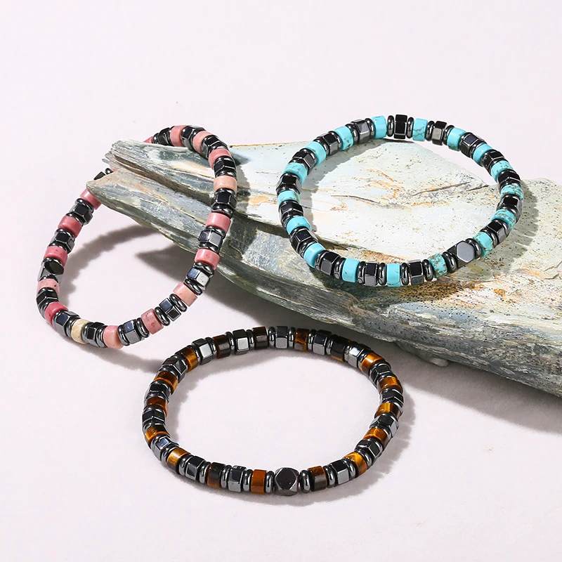 6mm Natural Hematite Stone Spacer Bead Bracelets Women Men Reiki Healing Yoga Meditation Elastic Bracelet Fashion Jewelry Gift