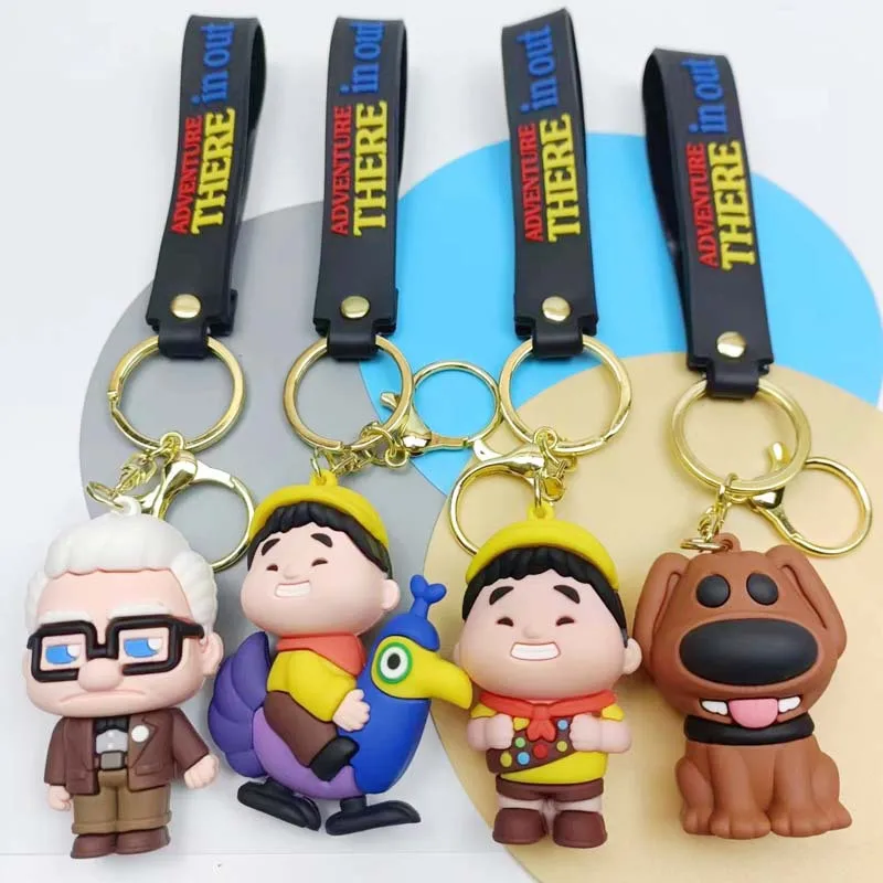 Disney Up Anime Cane Russel Dug Kevin Doll PVC Keychain Bag Keyring Accessory Decoration Cartoon Children Toys Pendant Gifts