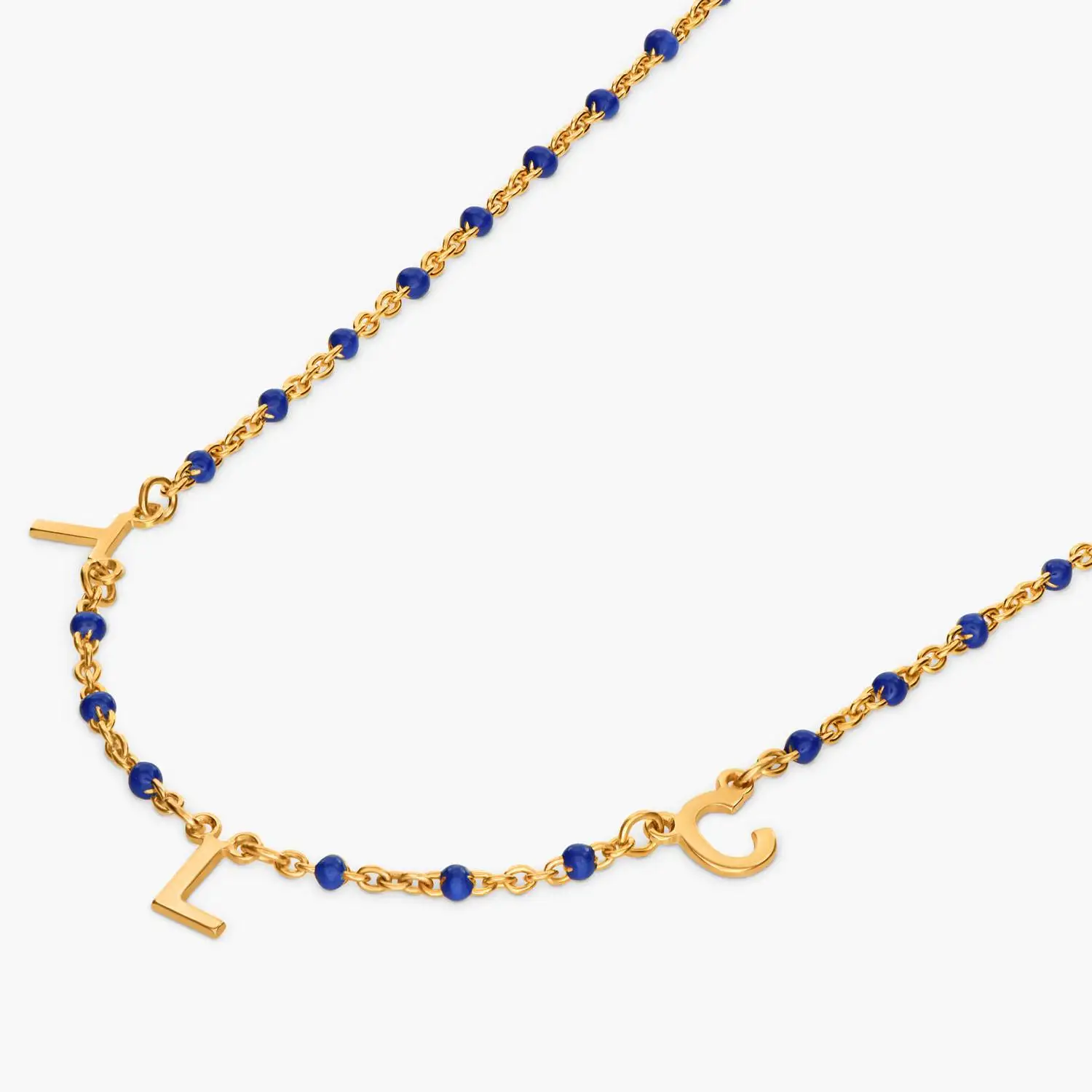 

Custom Initial Name Necklace Blue Beaded Necklace Women Jewelry Gold Pendant in Stainless Steel Jewelry for Women Birthday Gift