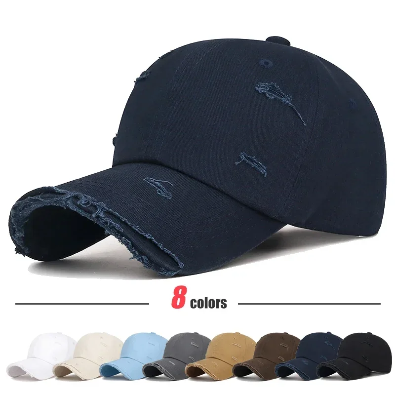 New Fashion Unisex Distressed Design Style Solid Color Cotton Baseball Cap Trucker Hat