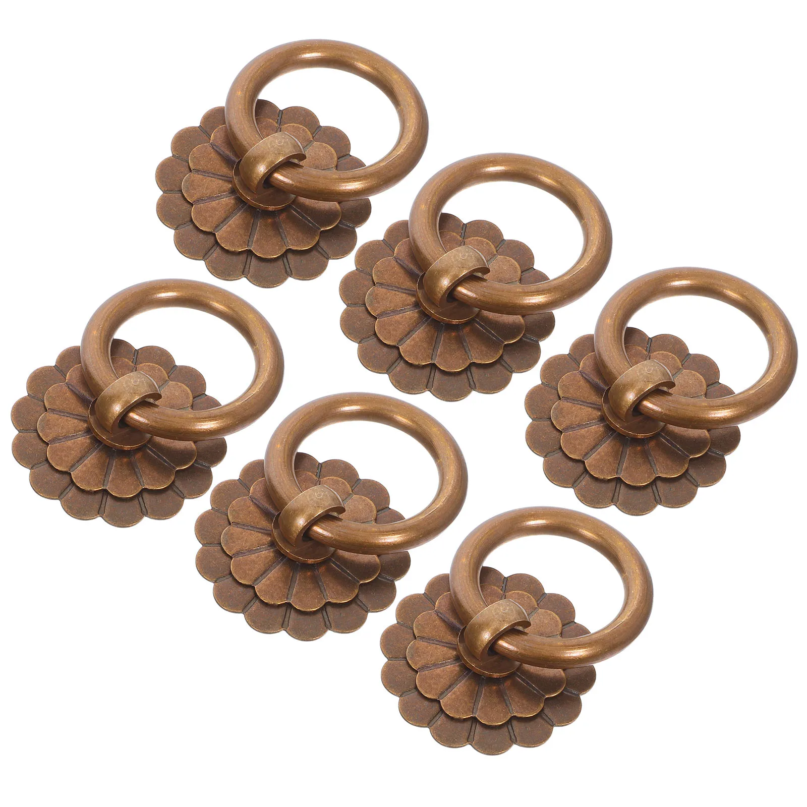 

6 Pcs Ring Brass Handle niture Door Home Decor Drawer Knobs Handles Style Pull Cabinet