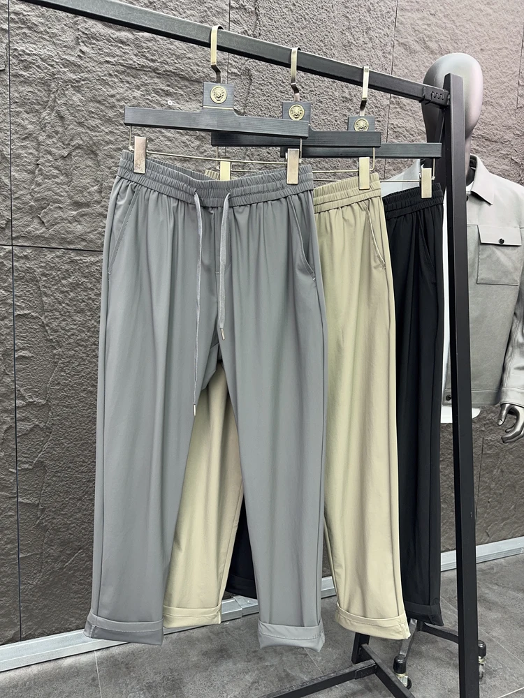 

Svip Высококачественные охлаждающие удобные прямые брюки мужские летние однотонные эластичные брюки Qui Dry повседневные брюки из ледяного шелка