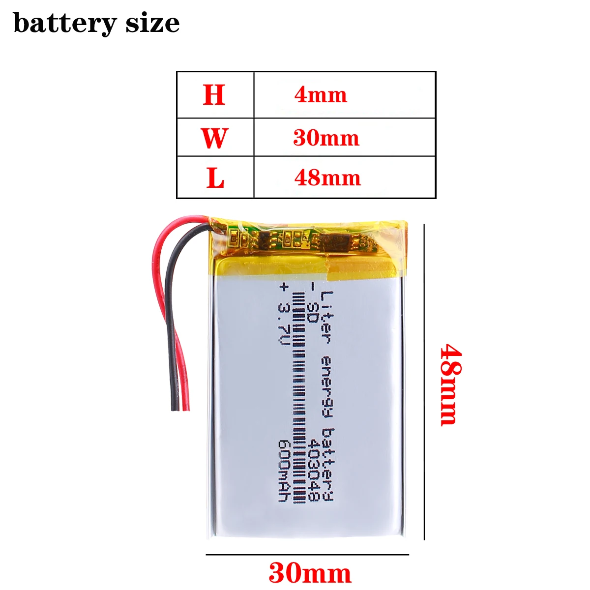 10pcs 3.7V 043048 403048 403050 600mah lithium-ion polymer battery quality goods  of CE FCC ROHS certification authority