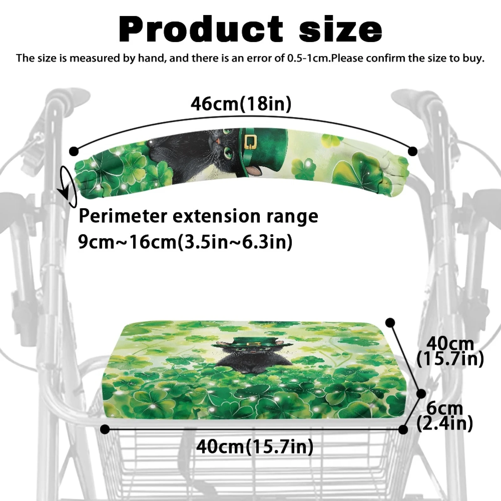 Coloranimal Black Cat Clover 2 Pcs Rollator Seat Cover for Ladies Rollator Seat Covers 2026 Collection view 6